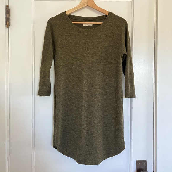Madewell Cointoss Dress in Heathered Hunter Green - Picture 2 of 5